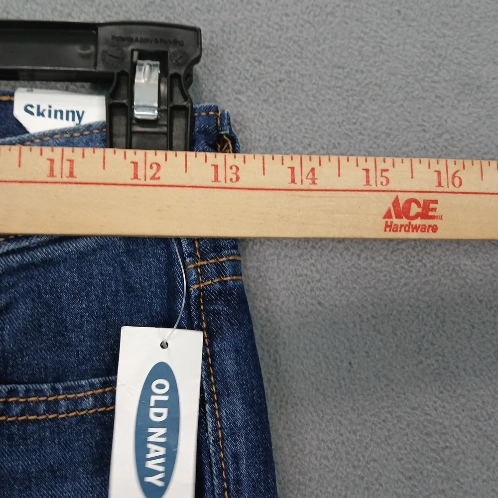 Old Navy‎ Skinny Jeans Girls 8 Blue Denim Cotton Whiskers Detail Mid Rise Casual